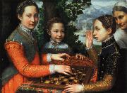 tre schackspelande systrar